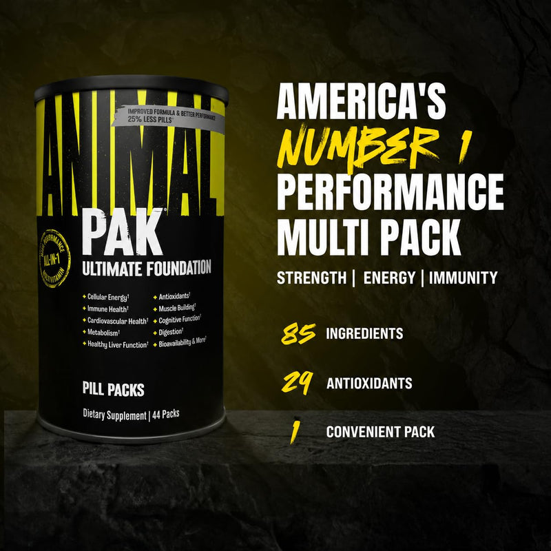 Animal Pak - Convenient Multivitamin for Men & Women Daily All-in-One Vitamin & Supplement Pack - Zinc, Vitamins C, B, D, Amino Acids, and Immune Support - Sports Nutrition Performance - 30 Count 30 Count (Pack of 1)