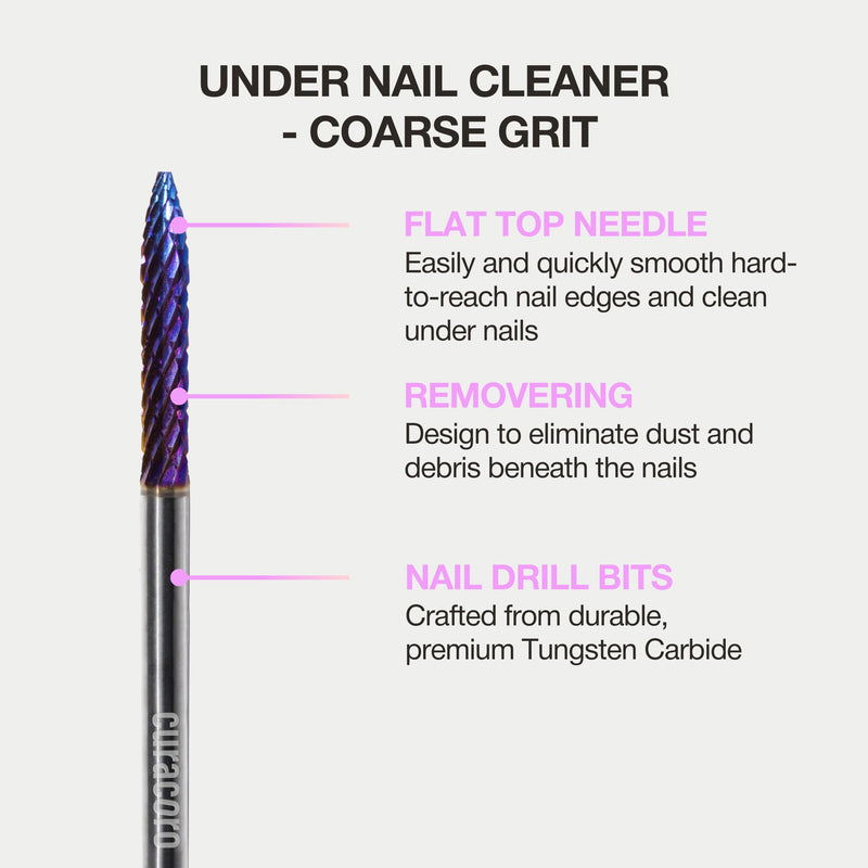 Curacoro Under Nail Cleaner 3/32'' Safety Carbide Bit (Coarse), Professional Design to Remove Dirt, Debris, Dead Skin for Healthy Nail Growth, Nail Drill Bits Manicure Salon & Home Coarse Galaxy - Under Nail Cleaner