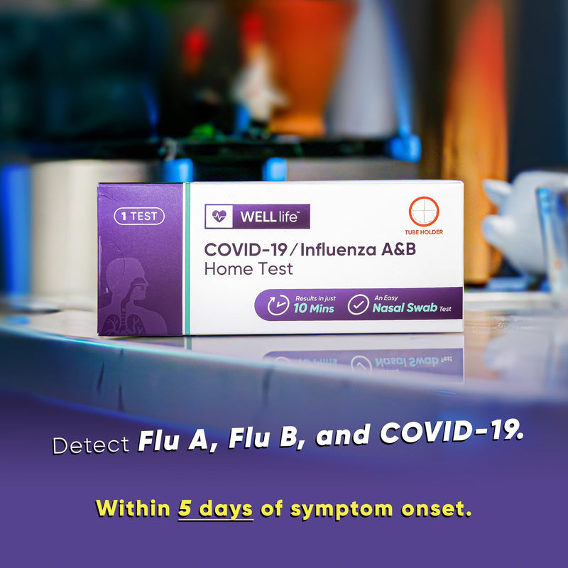 WELLlife Covid-19/Flu A&B Home Test, Flu Test 3-in-1 Covid Flu Home Test Kit FDA Authorised Covid Test Result in 10 Minutes Self Cheking at Home, 1 Test 1T