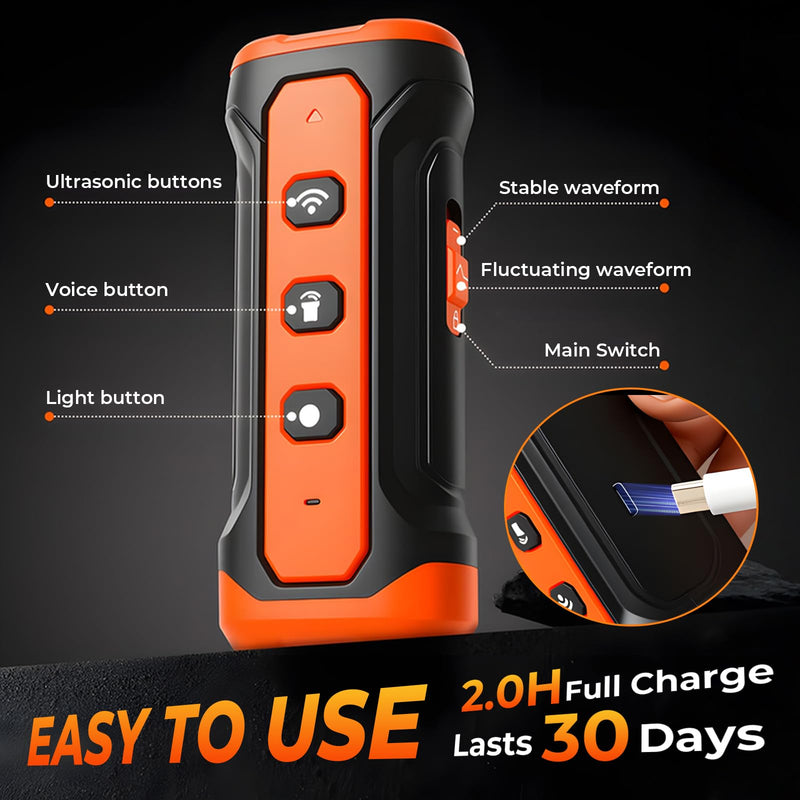Dog Bark Deterrent Device,3X Ultrasonic Anti Barking,33 FT Bark Control Indoor Outdoor with Flashlight,5 Modes Stop Neighbors Dog Barks,Rechargeable Dog Training Device (Orange) Orange