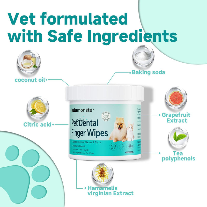 Pet Dental Finger Wipes for Dogs & Cats, Dog Teeth Cleaning Wipes Tooth Brushing Kit by Remove Plaque and Tartar & Freshens Breath Buildup No-Rinse Dog Finger Toothbrush White - BeesActive Australia