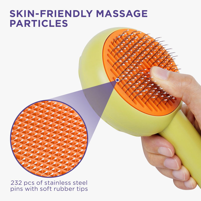 HICC GROOM! Pet Grooming Brush for Cats and Dogs, Self-Cleaning Sliker Brush for Removes Mats, Tangles, and Loose Hair, Shedding Brush for Short or Long Haired Cats/Dogs (Donut) Orange - BeesActive Australia