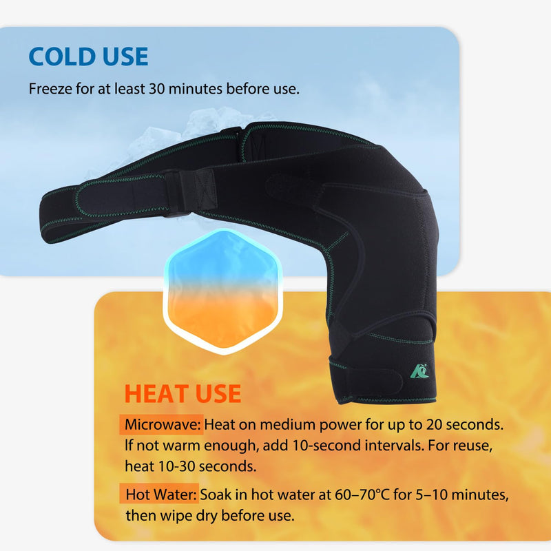KD Shoulder Ice Pack Brace: Cold & Hot Gel Therapy Wrap for Shoulder Pain, Rotator Cuff, and Post-Surgery Recovery Regular