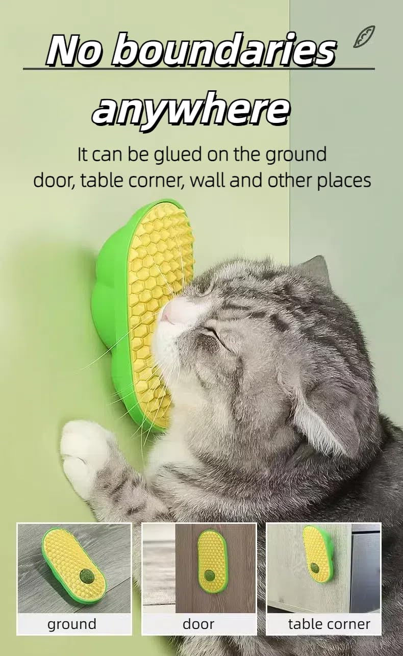 2Packs Self Grooming Tool with Catnip, Wall Corner Scratcher, Massage Brush for Long & Short Fur Cats and Puppies - BeesActive Australia