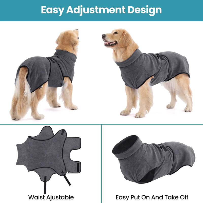HAPPY HACHI Dog Bathrobe Microfiber Bath Towel Dog Bathrobe Washable Super Absorbent Moisture Quick Drying Towel Beach Towel for Small Medium and Large Dogs Cats (Grey, XL) Grey-XL - BeesActive Australia