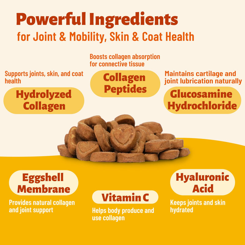 330 Bites Collagen Chews for Dogs - with Hydrolyzed Collagen, Glucosamine,Vitamin C & Hyaluronic Acid for Dogs - Joint Supplement, Skin&Coat Health - Dog Vitamins and Supplements - 7.76 oz