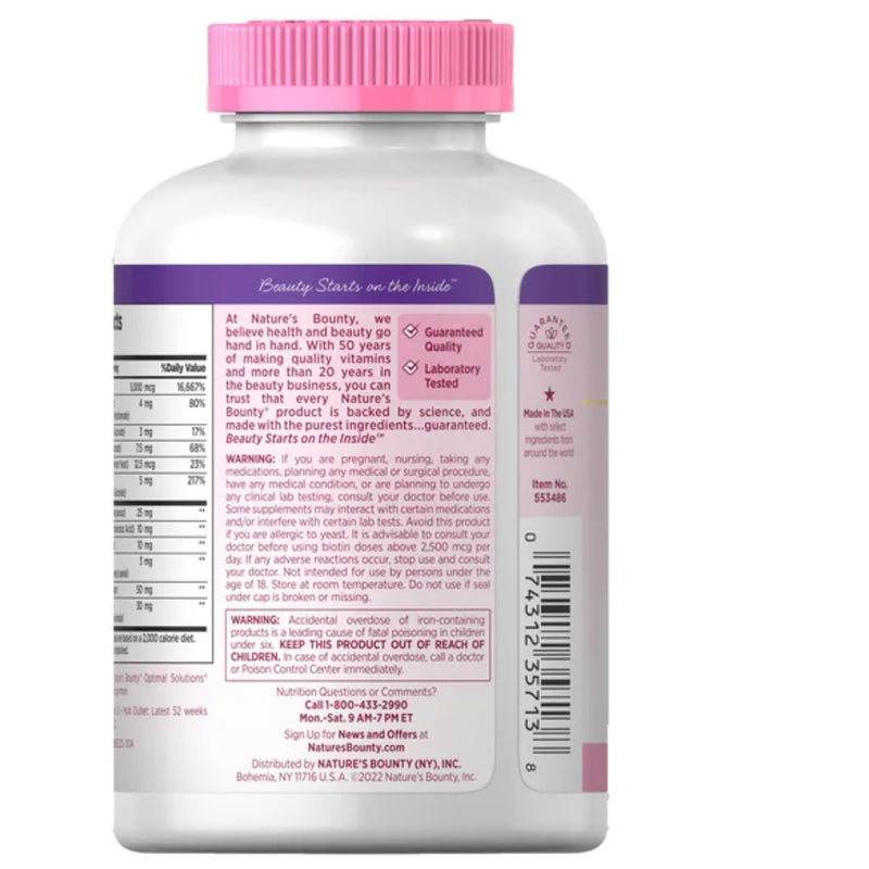 Nature's Bounty Hair Skin and Nails 5000 mcg of Biotin - 250 Coated Tablets Extra Strength 250 Count (Pack of 1)