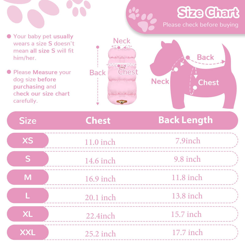 Winter Warm Dog Jacket for Small Medium Dogs Cat Cold Weather Coats with Harness Paded Dog Fleece Vest Waterproof Windproof Dog Snow Jacket Pet Puppy Clothes（Pink,XS） X-Small Pink - BeesActive Australia