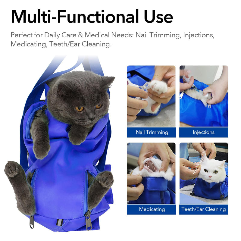 Pet Grooming Bag for Nail Trimming & Anti-Scratching – Restraint Cat/Dog for Claw Care, Medical Exams, 17" L x 10" W, Fits 8-12 lbs (Green, Medium) Green