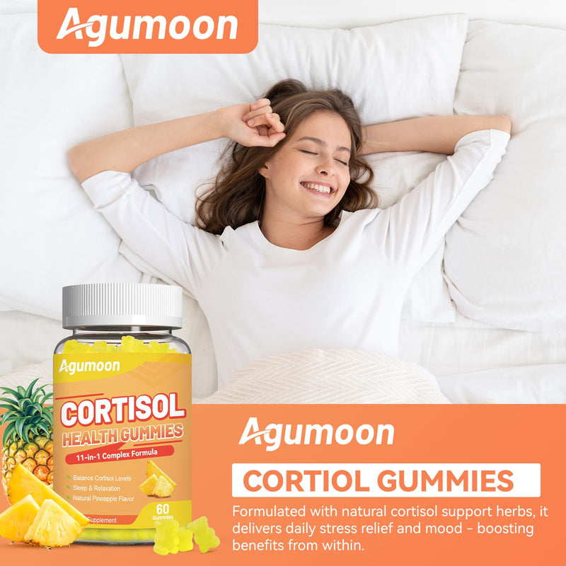 Cortisol Gummies for Women, Cortisol Supplements - 60 Gummies | with Ashwagandha, Magnesium, L-theanine, for Relaxation and Mood Support, Sugar Free, Vegan 60 Count (Pack of 1)