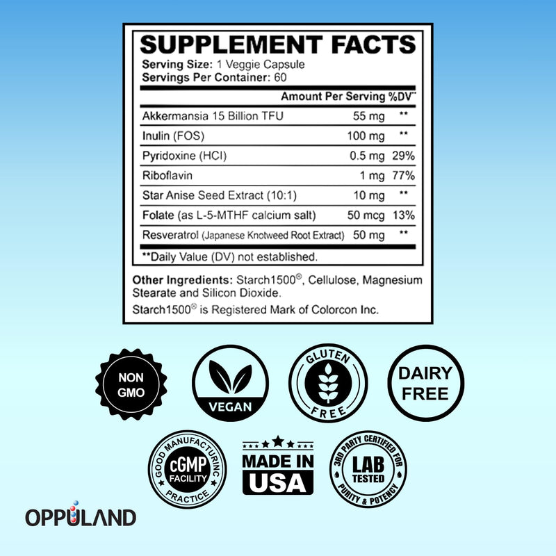 AKK Pro - Akkermansia Muciniphila Probiotic Supplement – Daily Microbiome Support with Prebiotic Inulin & Vitamins – 60 Days of Extra Strength Nourishment
