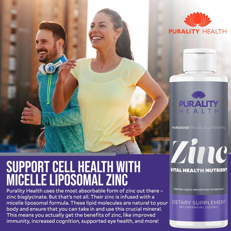 Purality Health Liposomal Liquid Zinc 15mg for Immune Support, 15 Days | Bisglycinate with Vitamin E | Micelle Liposomal High Absorption Formula | Blueberry Flavor, Vegan, Non-GMO, Gluten Free