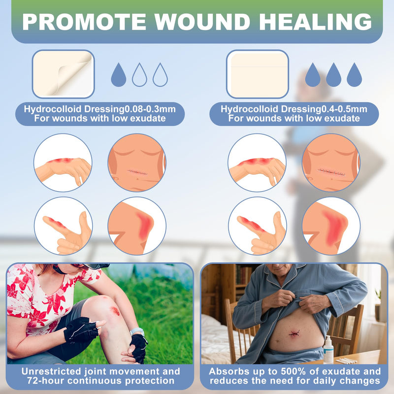 Hydrocolloid Gel Bandages 4"x4" 10 Pack| Healing Tech for Post-Surgery, Burns & Pressure Ulcers | Waterproof Scar Reduction Dressing | Pain-Free Removal - BeesActive Australia