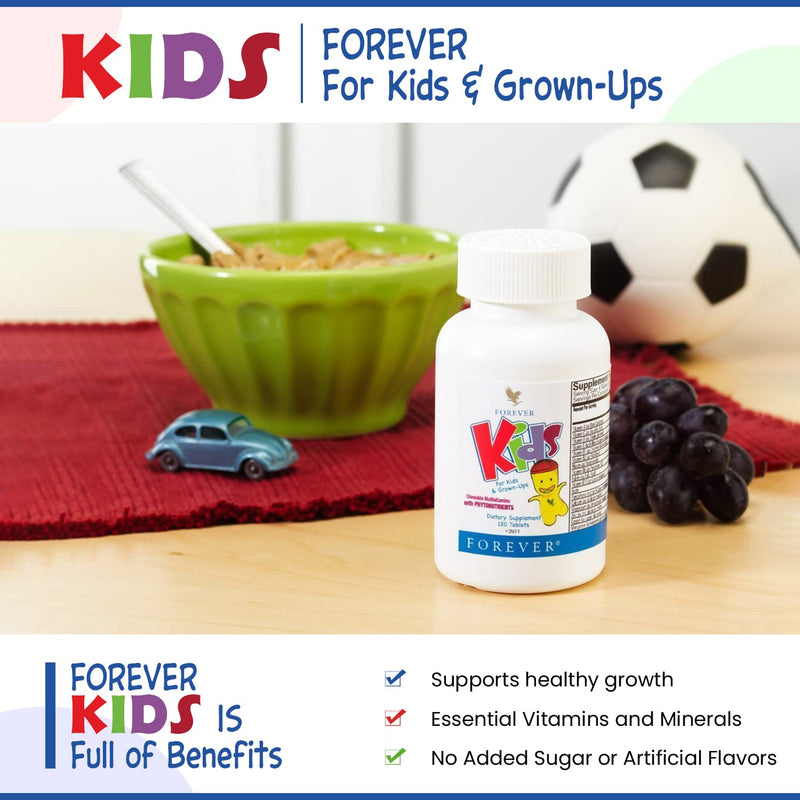 Forever Living - Kids Chewable Multivitamin - 120 Tablets (Pack of 2) | Contains Essential Vitamins, Grape Flavor, No Artificial Flavors, For Daily Children's Supplement Use