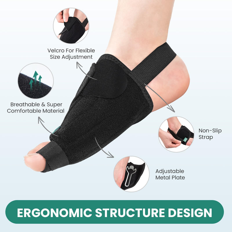 Welnove Bunion Corrector Women Men - 2Pcs Big Toe Straightener, Non-Slip Strap Bunion Splints for Day Night Support - Comfortable Bunion Pads for Pain Relief