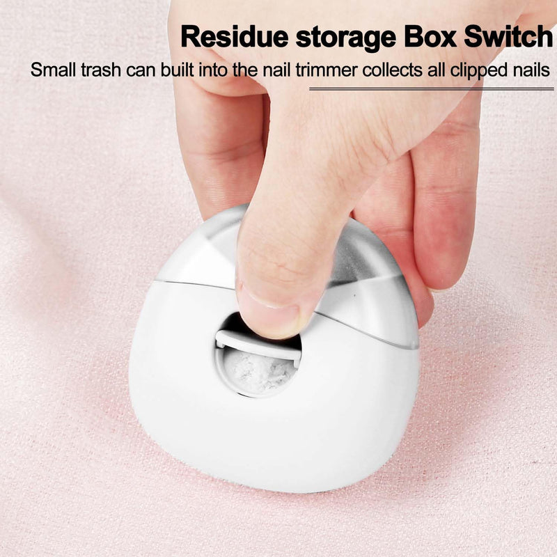 Automatic Electric Nail Clipper with LED Light & 2 Speeds with Nail Scraps Storage, USB Rechargeable Safety Fingernail Trimmer for Baby, Children, Kids, Adult, Seniors and Caregivers, White
