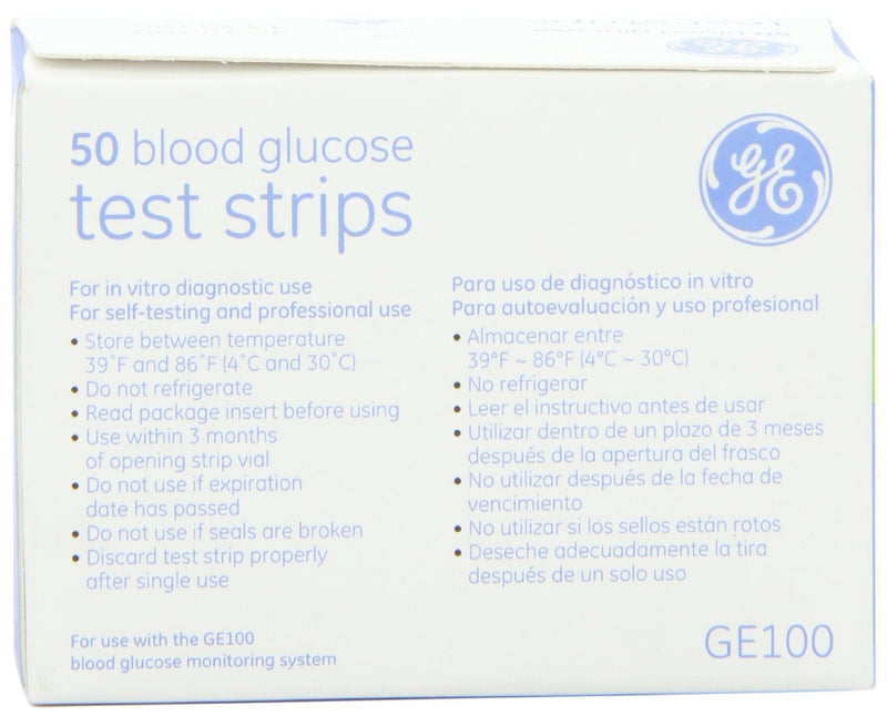 GE100 Blood Glucose Test Strips - 4/Boxes of 50 Strips = 200/Total Strips - BeesActive Australia
