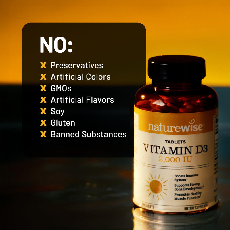 NatureWise Vitamin D3 2000IU (50 mcg), Vitamin D Supplement, 220 Tablets | Naturally Sourced Vitamin D3 - Easy to Swallow Mini Tablets - Supports Bone Health & Immune System - 220-Day Supply