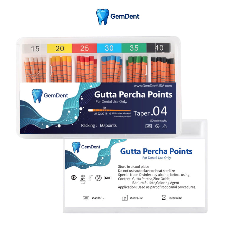 Standard MM Marked Gutta Percha Points, Taper .04 Assorted Sizes #15-40, 60 Pcs/Pack Taper .04 #15-40
