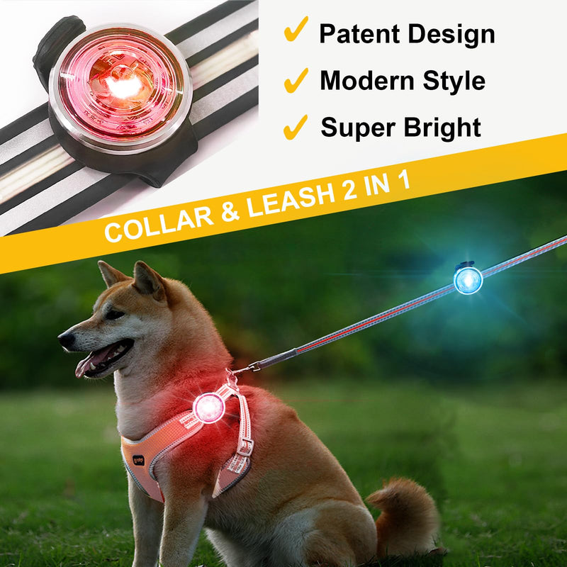 Pack of 2 dog lights for night walks, Tubasion improved 8 modes light pendant dog rechargeable, IP66 waterproof and silicone strap safety light for LED dog collar 2 - BeesActive Australia
