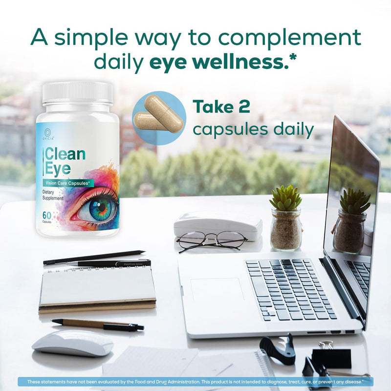Clean Eye Capsules - Official CleanEye Pills Advanced Premium Formula Support Maximum Strength, All Natural Ingredients Vitamins for Overall Health & Wellness, 60 Capsules for 1 Month