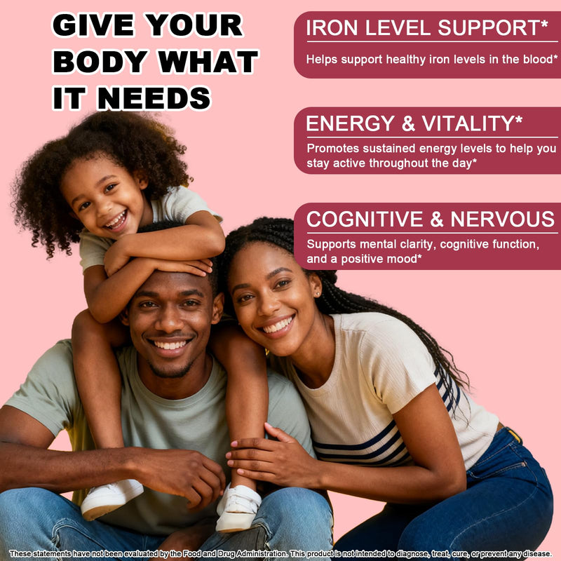 Iron Supplement for Women, Liquid Iron Drops 65mg w. Vitamin C & B Complex | Gentle Iron Drops for Iron Deficiency, Energy, Blood Health, Red Blood Cell Support, Gentle Digestion, Sugar-Free Raspberry