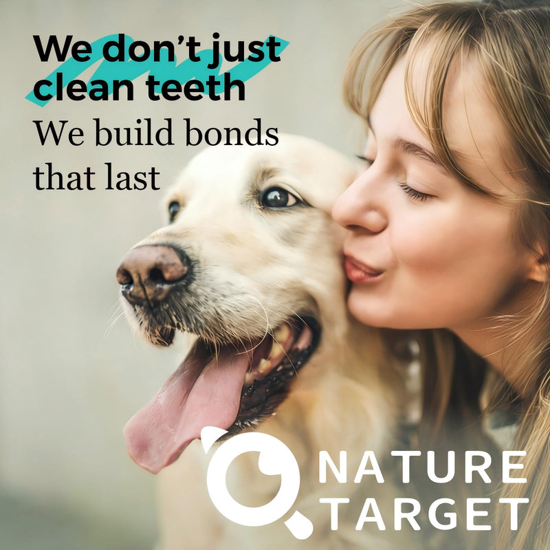 NATURE TARGET Dog Dental Powder - Dog Teeth Cleaning Powder, Support Plaque Off, Breath Freshener & Tartar Remover, Reduce Bad Breath, Natural Dental Care Made Easy, 180g 60 Scoops