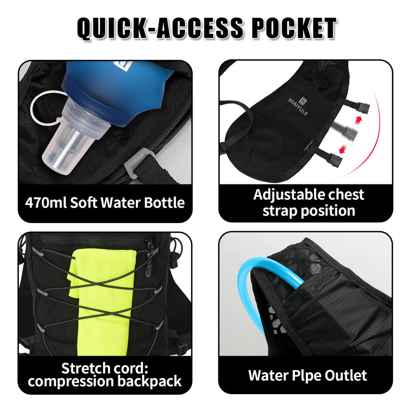 B BAIYULE Lightweight Running Hydration Vest Backpack,Hydration Water Backpack with Bladder or Flask (Optional), Hiking Trail Running Cycling Marathon Backpack with 2L Bladder