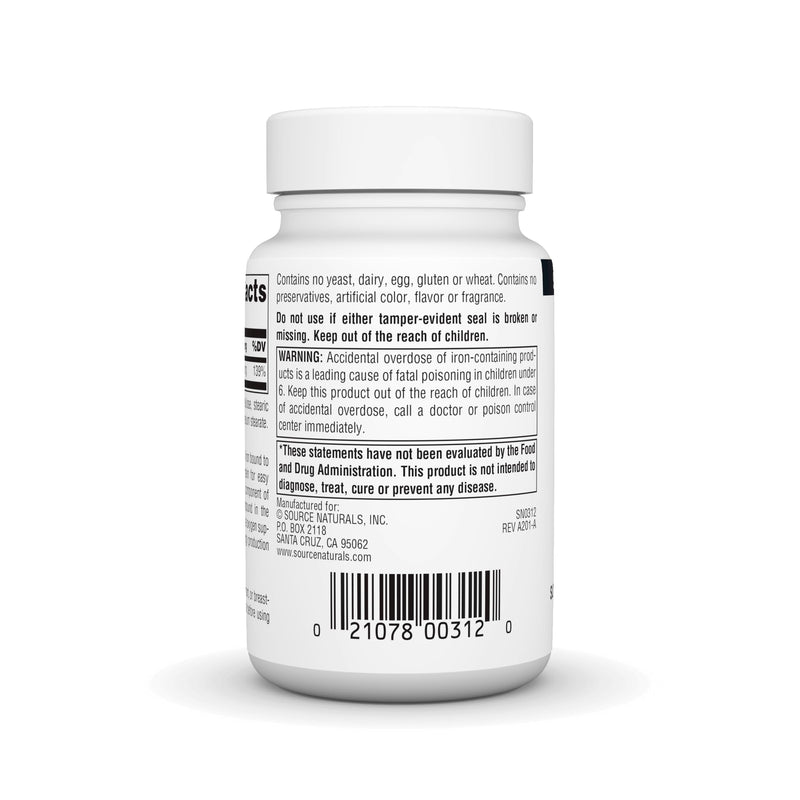 Source Naturals Iron, Amino Acid Chelate - Dietary Supplement That Supports Energy Production - 100 Tablets