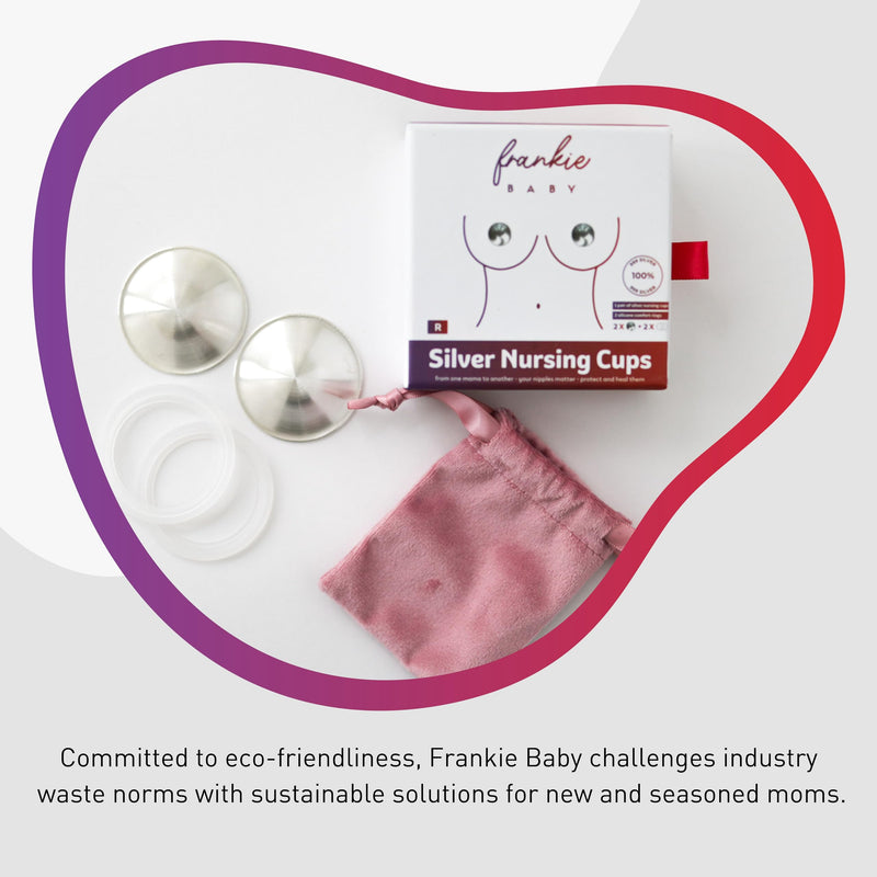 Silver Nursing Cups for Breastfeeding Newborn - Nipple Shields - Breast Shields for Nursing New Moms - Silver Nipple Covers Breastfeeding - Pack of 2 - Frankie Baby Regular - BeesActive Australia