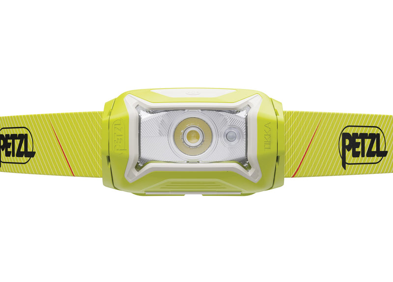 PETZL Tikka Headlamp - Compact 350 Lumen Light with Red Lighting, for Hiking, Climbing, Running, and Camping - Yellow
