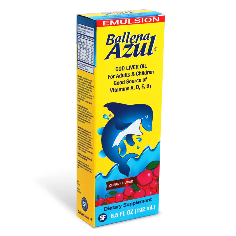 Ballena Azul Aceite de Hígado de Bacalao para Adultos y Niños, COD Liver Oil for Adults and Children, Good Source of Vitamins A,D,E, B1, Dietary Supplement, Omega 3