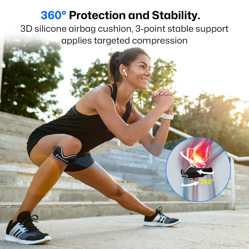 Patellar Tendon Support Strap, Silicone Patella Knee Strap, Non-Slip Patella Stabilizer Knee Band for Jumpers Knee, Tendonitis, Basketball, Volleyball, Squats - Black 2 Pack 1
