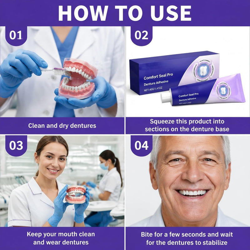 Comfort Seal Pro Denture Adhesive, Thermoplastic Denture Adhesive, Extra Strong and Durable Denture-Adhesive, Long Lasting Effect(2PCS) 2pcs