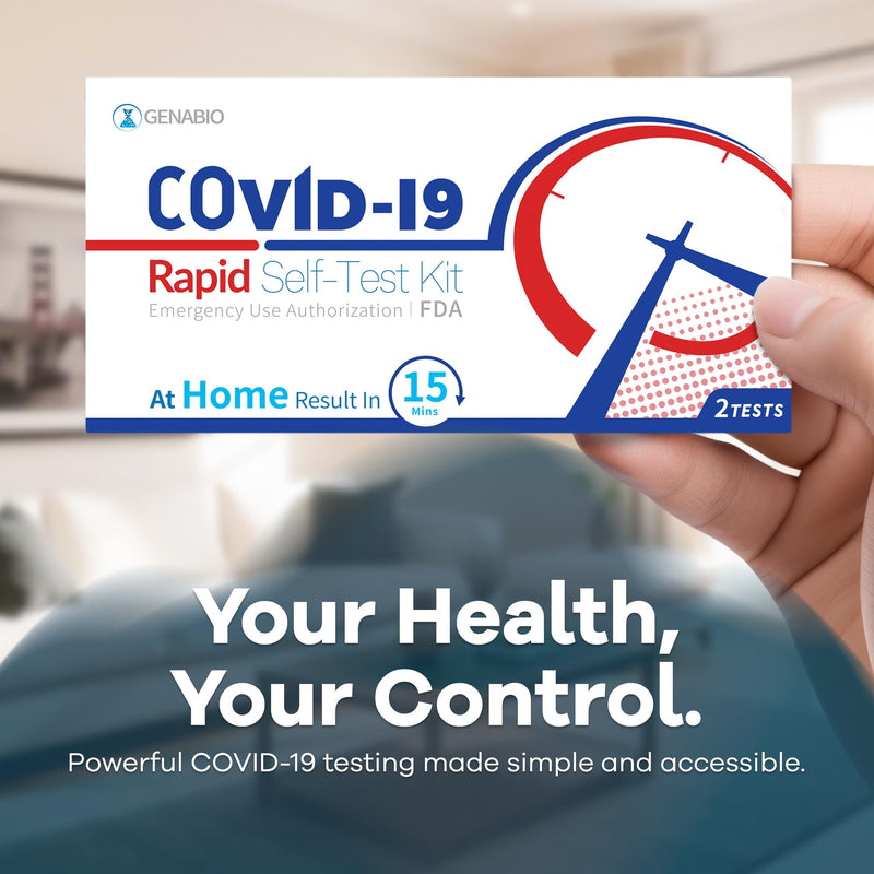 Genabio COVID-19 Antigen Rapid Self-Test Kit (2 Pack) – FDA EUA Authorized | 15-Minute At-Home Results | OTC Nasal Swab – Ages 2+ (1 Pack, 2 Tests) 1 Pack-2 Tests