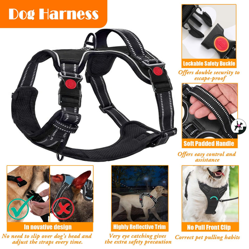 No Pull Dog Harness, Collar & Leash Set | Includes Dog Seat Belt, Collapsible Bowls & Poop Bag Dispenser. Ideal for Training, Walking, Hiking. Fits Small to Large Dogs(Pink-M) Medium Pink - BeesActive Australia