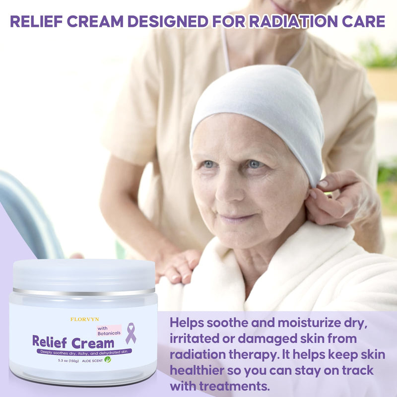Radiation Burn Relief Cream, Soothing Moisture Cream for Sensitive Patients, Dry & Irritated Skin, Nourishing Hydration, Gentle Daily Skincare Cream for Calming Redness & Discomfort, Aloe Vera Scent