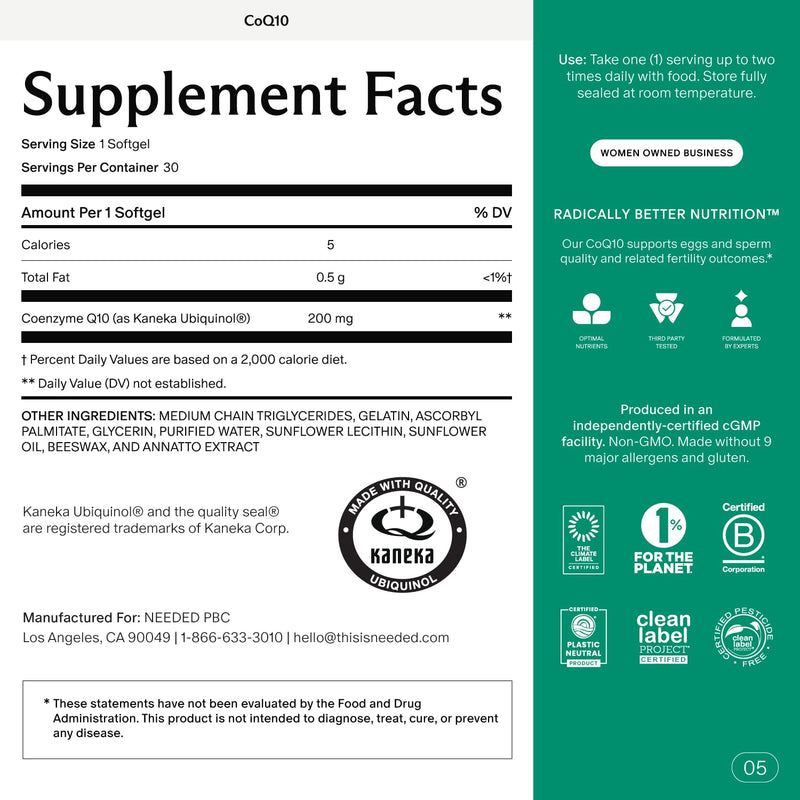 Needed. CoQ10 200mg Supplement - Ubiquinol 200mg for Women and Men ‚Äì Coenzyme Q10 Preconception Health Supplement, Non-GMO, Softgels ‚Äì 30 Count - BeesActive Australia