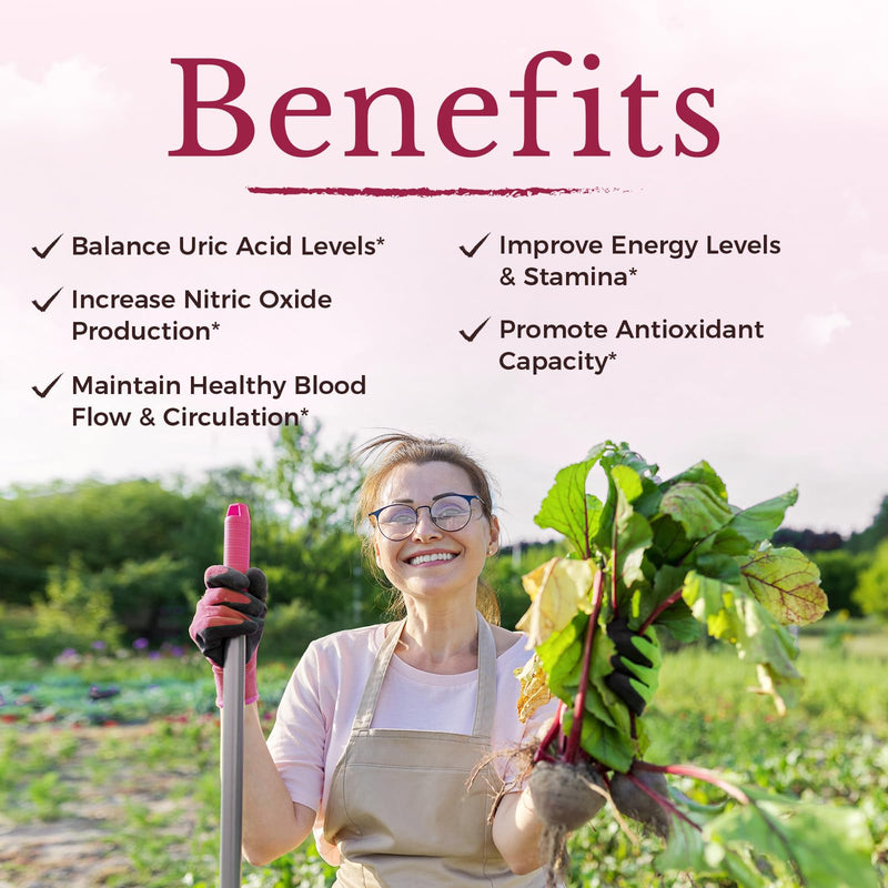 Vitalitown Beet Root Capsules 1300 mg with Organic Beet Root, Natural Nitric Oxide Booster, Superfood for Healthy Heart & Energy Levels, High Potency Supplement, 60 Vegan Capsules, Non-GMO