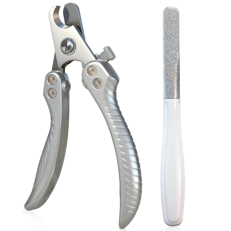Dog Nail Clippers for Large Dogs, Heavy Duty Dog Nail Cutter, Extra Sharp Scissor for Meddium, Large and Extra Large Pets, with Dog Nail File Pearl Silver - BeesActive Australia