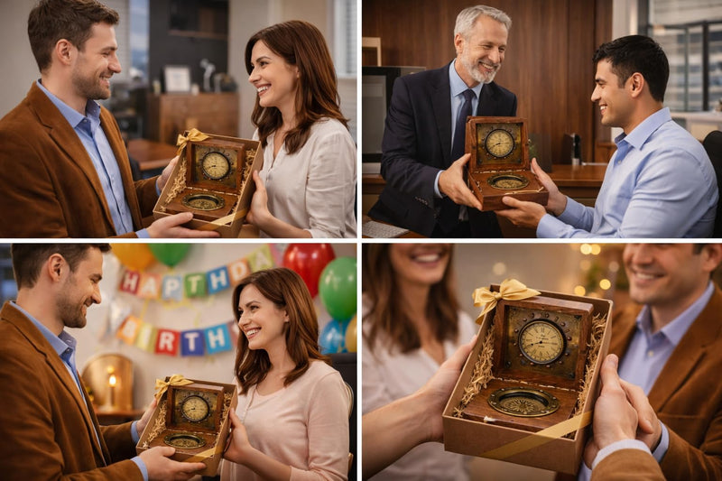 Handmade Authentic Clock Compass in Rose Wood Box. - BeesActive Australia