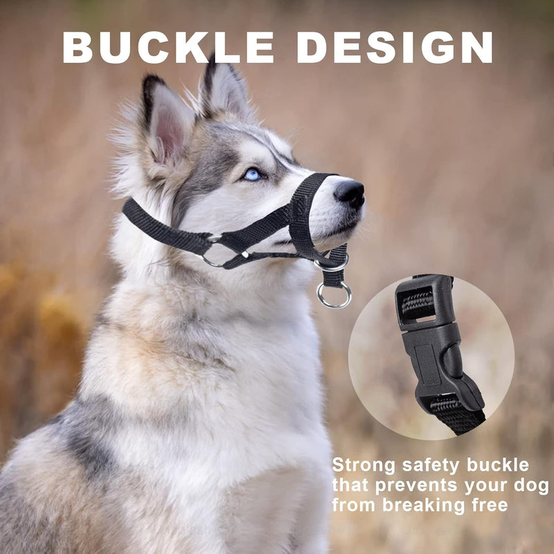 Dog Head Collar, Head Collar with Fabric Padded, Adjustable Training Tool Stop Dog's Pulling (L, Black) L - BeesActive Australia