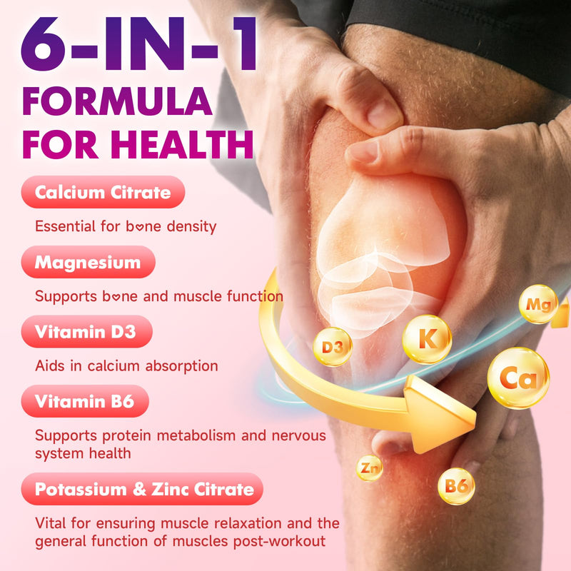 2 Pack Calcium Citrate Gummies 1000mg w/Vitamin D3, High Absorption Calcium Gummies for Women & Men, Plus Magnesium, Potassium, Zinc for Muscle & Immune Support, Raspberry Flavor, 120 Count 60 Count (Pack of 2)