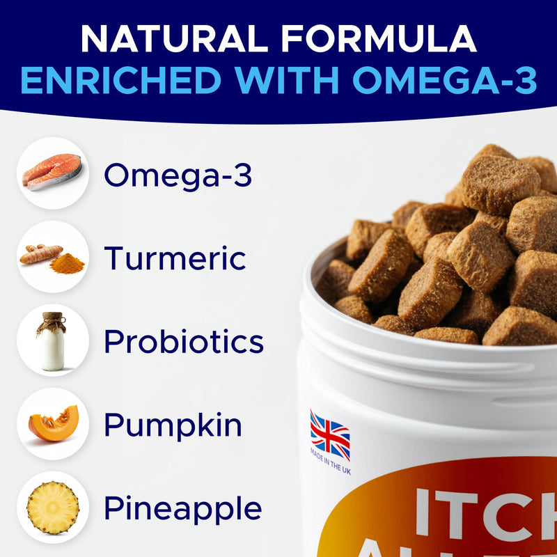 Itchy Dog Skin Relief - Allergy Support Chews - Skin & Coat Supplement - Omega 3 Fish Oil - Itching & Paw Licking - Dry Skin & Hot Spots - 90ct/Pork 90 Soft Chews