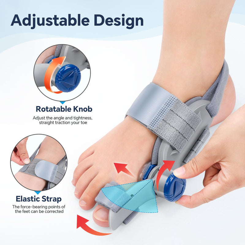 Bunion Corrector for Women & Men – Single Toe Straightener with Adjustable Alignment Knob & Silicone Pad, Day & Night Use, Fits Left or Right Foot