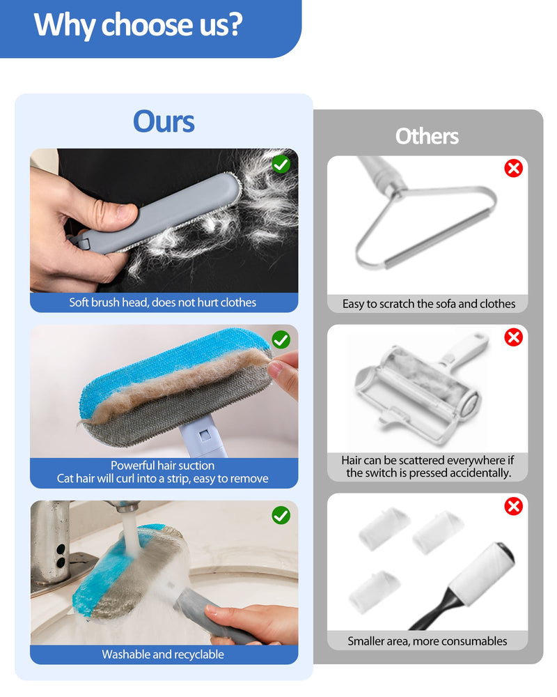 Cat Hair Remover Furniture, Pet Hair Removal for Car, Dog Hair Removal Tool with Long Handle, Pet Hair Removal Tool for Car, Sofas, Clothes, Pet Beds, Carpets, Bedding, Car Mats - BeesActive Australia