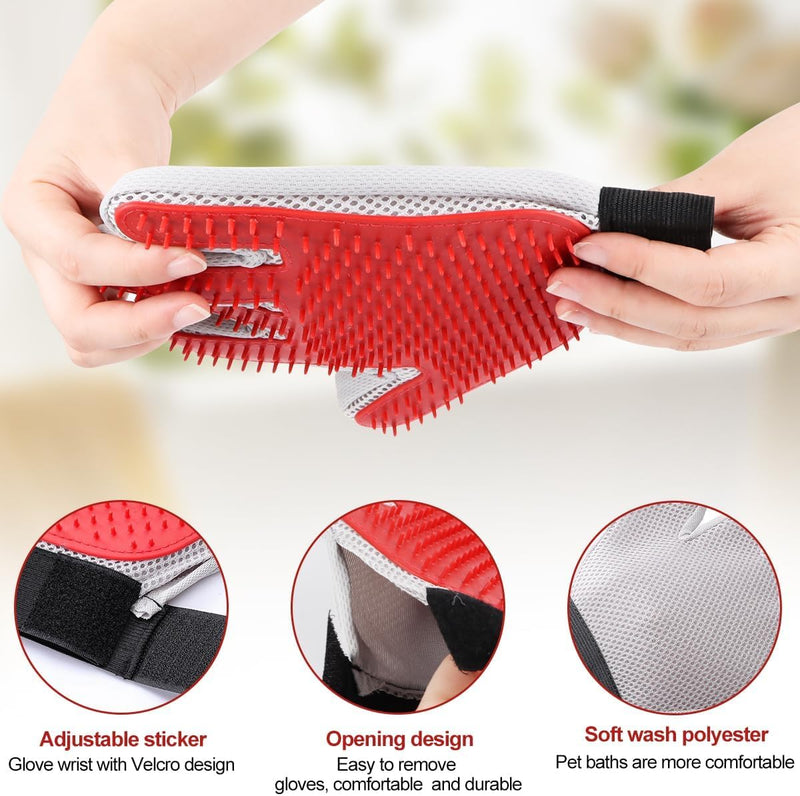 1 pair of cat gloves, cat gloves grooming, double-sided cat brush glove, fur glove for cats, pet glove for short hair and long hair - BeesActive Australia