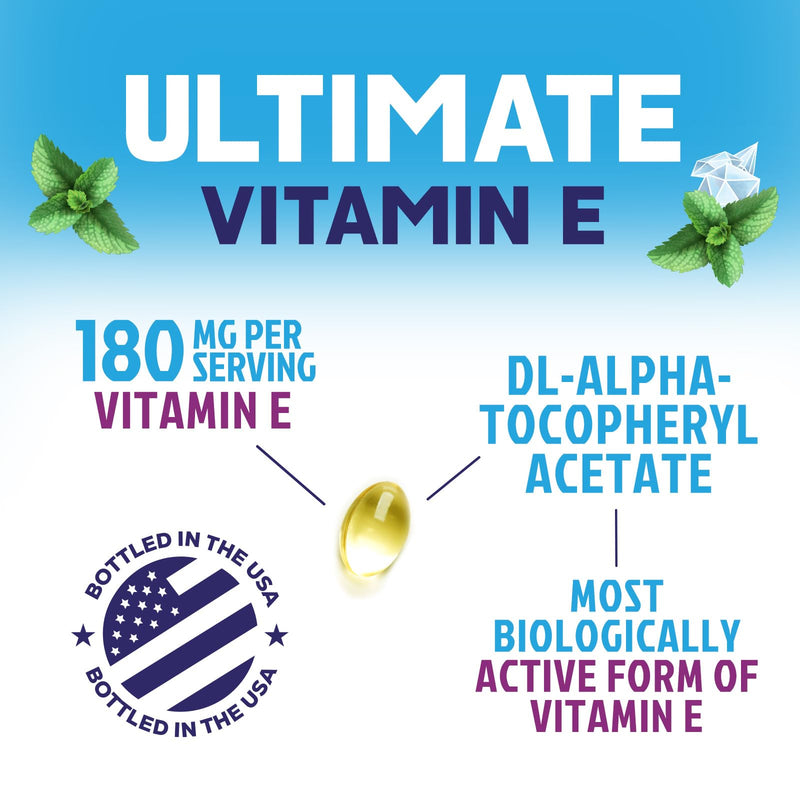 Vitamin E 180 mg Per Serving Softgels - E Vitamin DL-Alpha, Antioxidant-Rich Dietary Supplement for Skin, Heart, and Immune Support, Bottled USA, Easily Absorbed, Non-GMO & Gluten Free - 60 Softgels 60 Count (Pack of 1)
