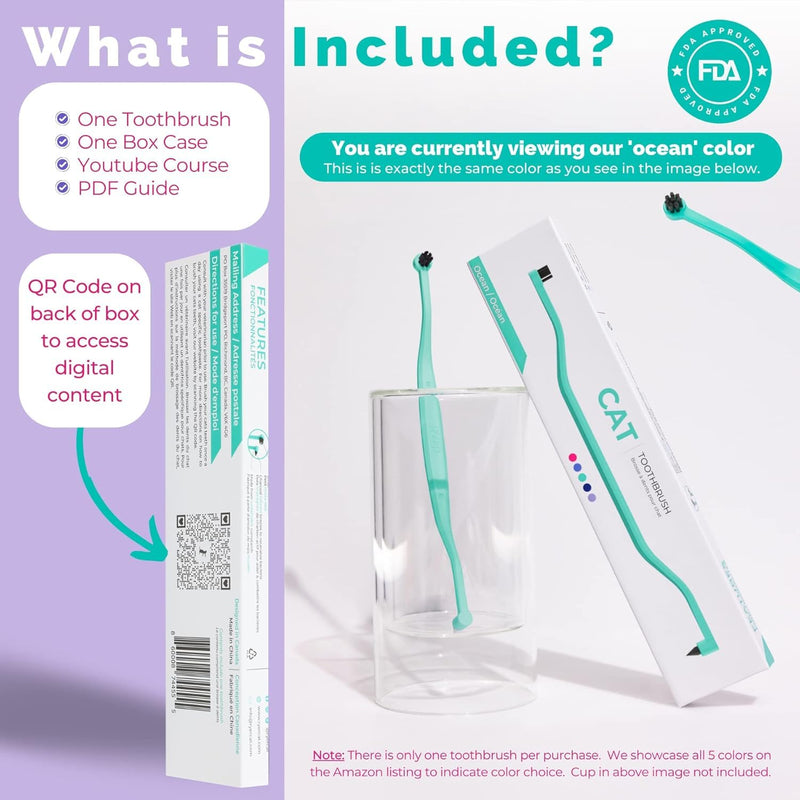 RYERCAT Set of 2 Dual Sided Cat Toothbrush - Kitten Toothbrush with Micro Head to fit into Cat/Kittens Mouth - Cat Dental Care Supplies - Pet Toothbrush for Cats(Lavender Purple & Ocean Blue) Lavender Purple and Ocean Blue - PawsPlanet Australia