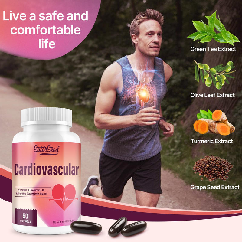 Cardiovascular Supplement 3000MG Multi-Vitamins, Probiotics, Omega-3 & CoQ10 Synergistic Blend for Adults (2 Bottle) 90 Count (Pack of 2)